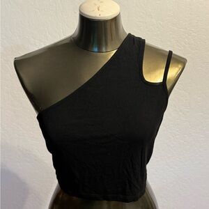 Blush Mark Black Ribbed Top